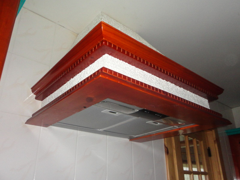 extractor de cocina rústico color café y blanco
